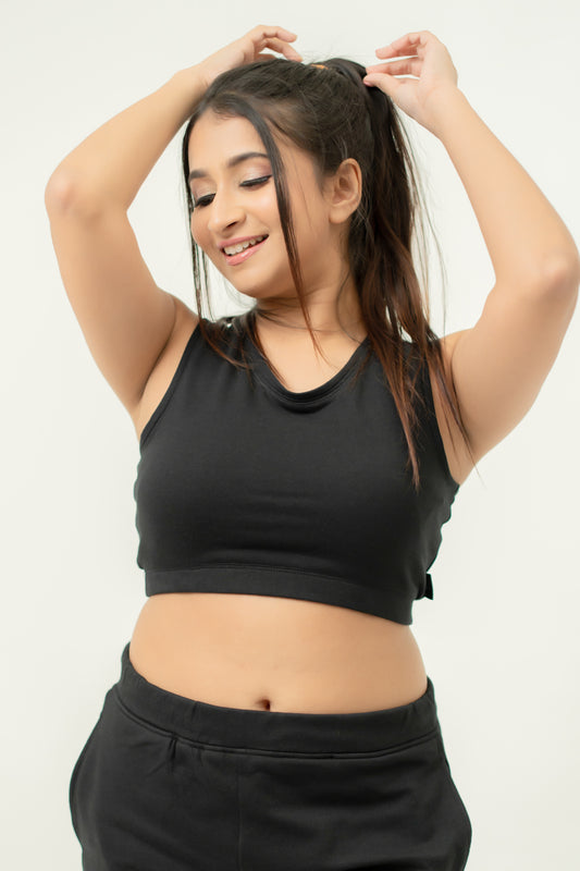 Habito Cropped Singlet Black ladies front