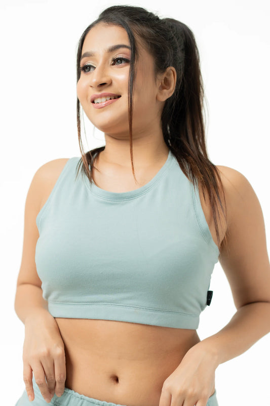 Habito Cropped Singlet teal ladies front