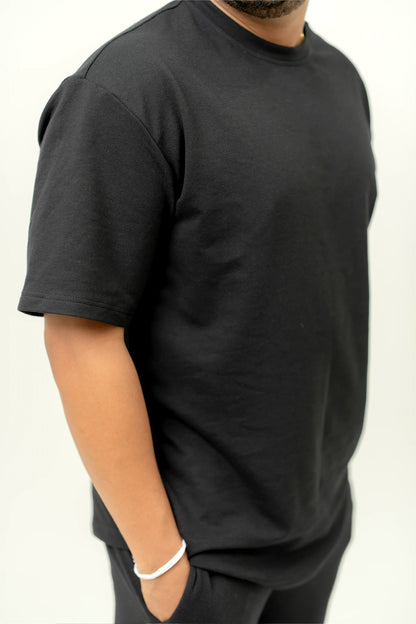 Habito Over size Tee Black Mens Side Closeup